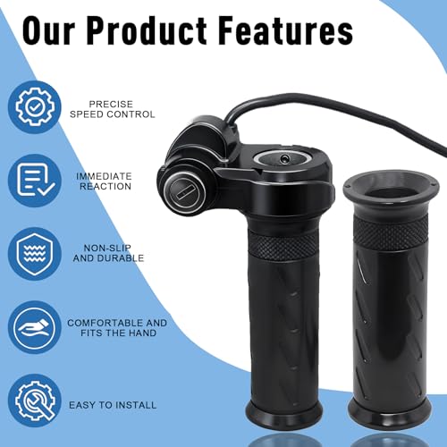 Image of Full Twist Throttle for Ridstar Q20, 3-Pin Throttle Grip Universal Fits for Electric Bike & Most E-Scooter 12V-72V Wide Voltage, with 2 Keys Lock and Gloves, Plug and Play