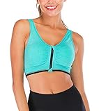 Women Medium Impact Sports Bra Padded Zipped Seamless Racerback Wirefree Yoga Bra