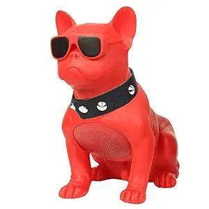 Rare Finds Bulldog Shape Bluetooth Wireless Speaker, Portable with FM Radio, MP3 Player, and Rechargeable Battery, Waterproof (Red)