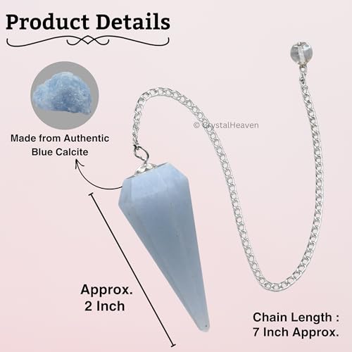 Image of Certified Blue Calcite Pendulum Dowsing Tool - Natural Crystal Pendulum for Spiritual Guidance - Premium Dowser Pendulum for Accurate Divination and Energy Healing - Perfect for Energy Healing and Chakra Balancing - Handcrafted with Precision and Elegance