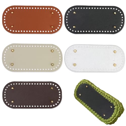 JRSHIRLEYLTD 5 unidades de suelo de bolsillo de 22 x 10 cm para ganchillo, fondo de bolsillo de piel sintética, bolsa de piel sintética, con agujeros para bolsas de punto, bolso de hombro