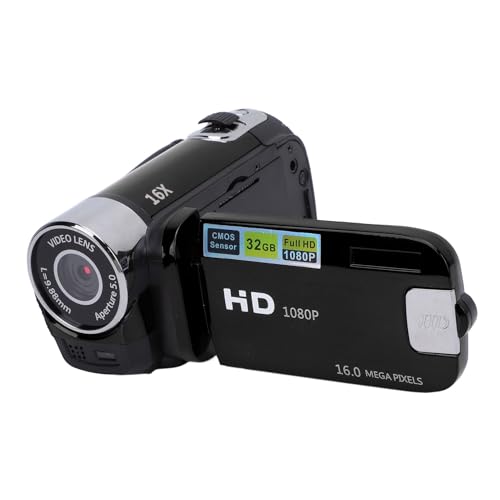 Video Camera Camcorder, 16MP 1080P Vlogging Camera, 16X Digital Zoom Video Camera with 2.4 Inch Color Screen, Anti Shake, Loop Video Recording (Black)