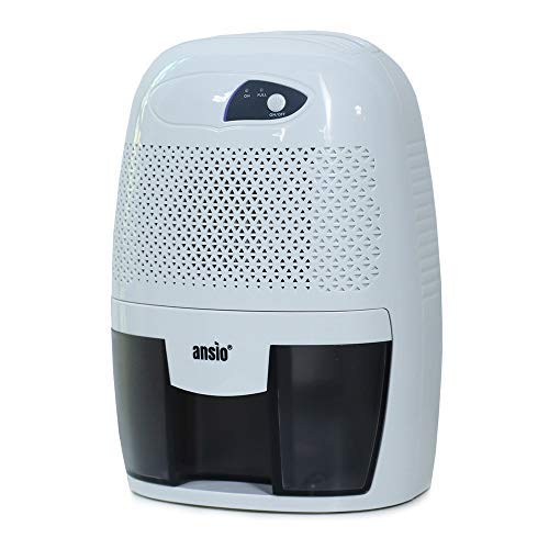 ANSIO Dehumidifier, Electric Portable Mini Quiet Dehumidifier 500ml for Damp, Mould, Moisture in Home, Kitchen, Bedroom, Bathroom - White with Black