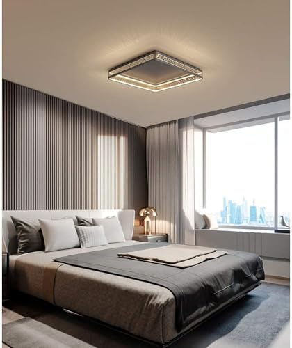 Plafonnier LED dimmable rond en métal noir avec télécommande pour salon - 6