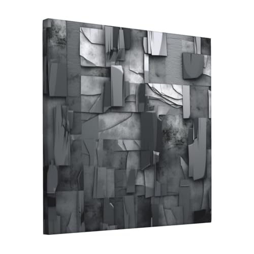 Poster abstrait gris sur toile moderne de 30cm décoration murale de salon