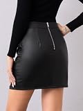 HAWILAND spódnica skórzana damska z wycięciem, elegancki krótki ołówkowy minirock do biura i biznesu, bodycon, PU, jesień zima, czarny, M