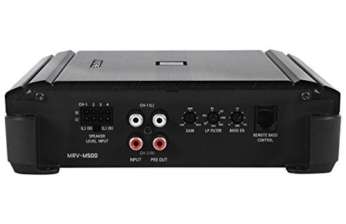 Rear panel of Alpine MRV-M500 amplifier showing input and control connections