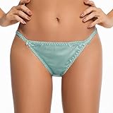 Farlenoyar Women Sexy Summer Soft Smooth String Bikini Briefs Beach Swimming Underwear (M(Tag L), Green)