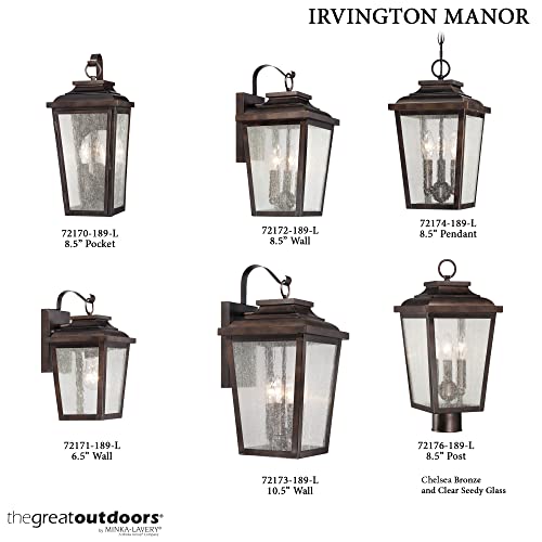 Minka Lavery Outdoor Wall Light 72172-189 Irvington Manor Aluminum Exterior Wall Lantern, 225 Watts, Bronze