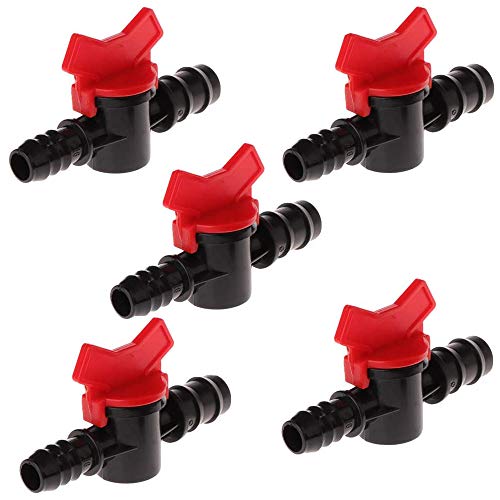 Mirrwin Hebelventil Absperrventil 5 PCS Aquarium Regelventil Wasser PE Schlauch Ventil Bewässerung mit Wasserhahn Schlauch Bewässerung Absperrhahn für 16mm Schlauch Wasser Öl und Andere Flüssigkeiten