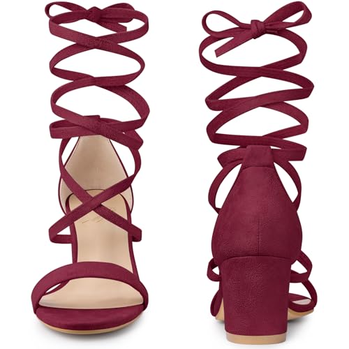 Perphy Lace Up Chunky Mid Heels Sandal for Women2