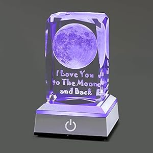 hochance 3D Moon Crysatl Multicolor Nightlight Decolamp,Christmas Day Gifts Ideas for Girlfriend Wife Mom Couple Her…