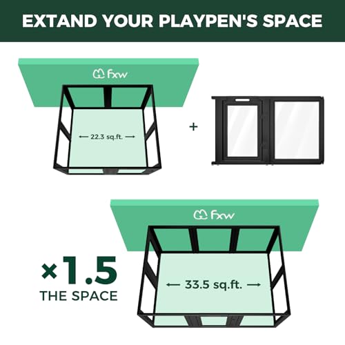 Image of FXW AuraSpace Acrylic Indoor Dog Playpen for Medium Dogs, 35 inch, 2 Panels, Includes 1 Gate & 1 Panel, Black