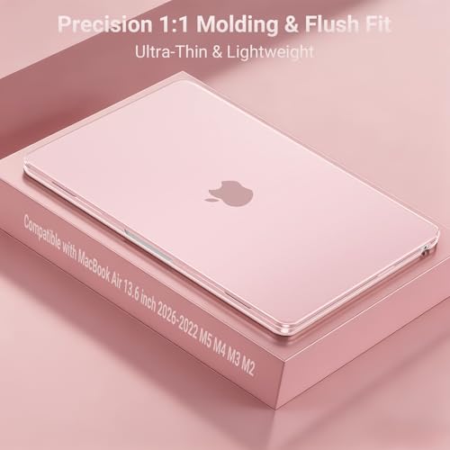 Image of MOSISO Compatible with MacBook Air 13 inch Case M5 2026 M4 2025 M3 M2 2024-2022 A3449 A3240 A3113 A2681, Hard Shell&Keyboard Cover&Screen Film&Type C for MacBook Air 13.6 inch Case, Baby Pink