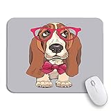 brillen braunschweig outlet Paket enthalten: 1 * Mauspad. Gaming Mauspad braunes Porträt des Welpen Basset Hound in Brille Bogen rutschfeste Gummi Backing Computer Mousepad für Notebooks Mausmatten