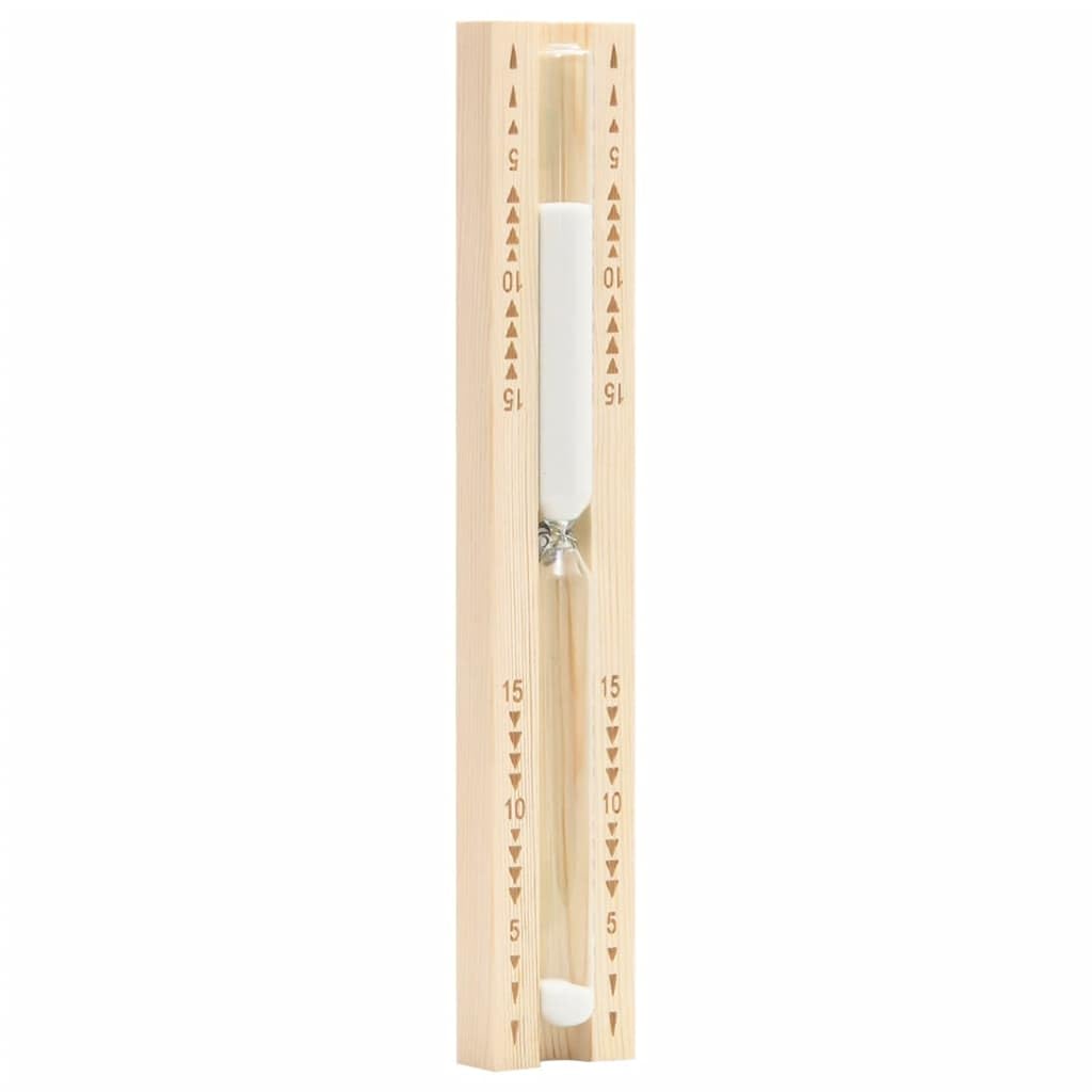 Reloj de arena para sauna de 15 minutos de madera de pino maciza, cristal resistente al calor, marcado en 5 10 y 15 minutos, 29,5 cm para accesorios de sauna, infusión, bienestar y relajación