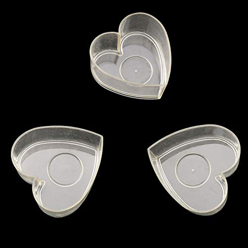 Tegg Tealight Cup 24Pcs Heart Shaped Clear Plastic Maxi Tea Light Holders Candle Tins Wax Jars Cases With 24 Pcs Candle Wicks For Diy Candle Making #TOP3