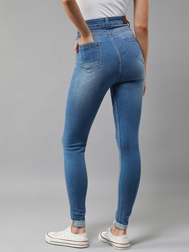 Image of Dolce Crudo Women's Skinny Fit High Rise Cropped Length Stretchable Denim Jeans