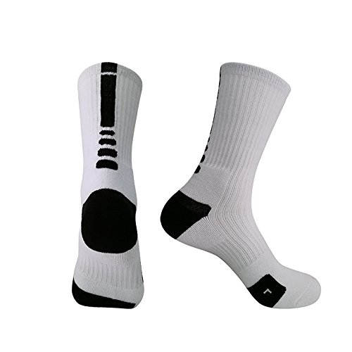 NOBRAND 5 Pares De Calcetines Deportivos De Toalla En El Tubo Calcetines De Baloncesto De Elite De Secado Rápido Para Hombres Talla Única Blanca Y Negra