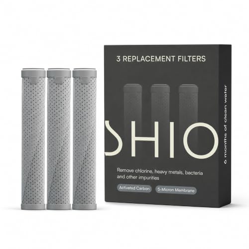 3-Pack of SHIO Replacement Shower Filter Cartridge | High Pressure | Activated Carbon 5-Micron Membrane Water Filter | Removes Chlorine, Metals, Bacteria and Impurities | Hair Protection & Skin Care