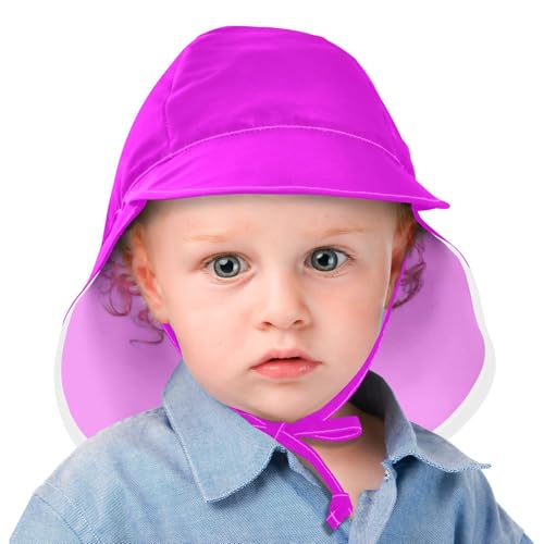 KLL Toddler Boy Girl Beach Hats Boys Beach Bucket Hats Girls UPF 50 Wide Brim Traveling Swim Hat Magenta Fuchsia Solid Color Pure Plain2