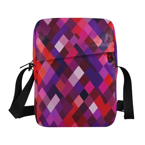 messenger bag for men green crossbody bags for women Purses Cross Body Bag Adjustable Strap for outdoor sports outdoor sports- Chic Rhomboid Purple Red