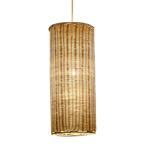 Luminaire suspendu bambou rotin 50 cm éclairage chaleureux entrée couloir
