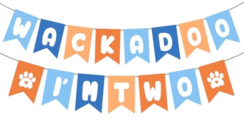 Blue Dog 2nd Birthday Decorations Banner, Blue Themed Second Birt...