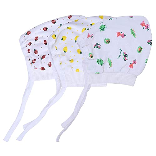 Image of KIKE Soft Adjustable Warm Unisex New Born Baby Cap (Pack of 3 pecs)