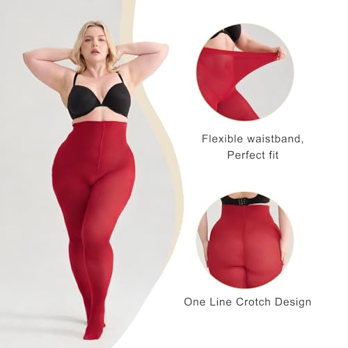 Image of Women's Plus Size Tights High Waist Sheer Semi Opaque Ultra-Soft Pantyhose XL, 2XL, 3XL, 4XL