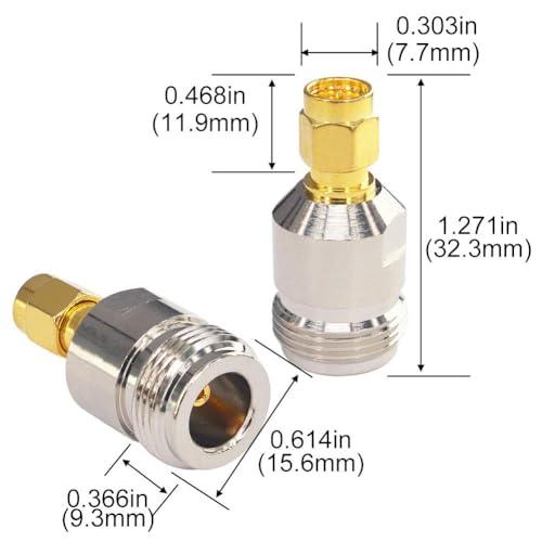 Adaptador coaxial N hembra a SMA macho, pack de 2 miniatura 4