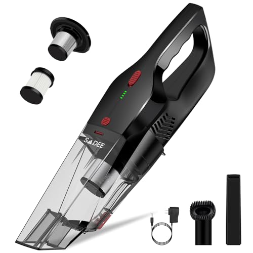 SMDEE Handheld Vacuum Cleaner Cordless, Portable Car Vacuum Cleaner Mini Portable Rechargeable Vacuum Cleaners,Hand Vacs Stainless Steel Filter for Home Office
