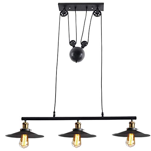 Lampe suspendue industrielle vintage en fer forgé haut de gamme à trois douilles E27