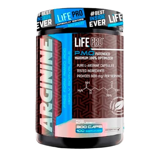 Life Pro Arginine 300 Cápsulas | Suplemento Deportivo con Arginina, Protege el Organismo, Mejora el Rendimiento Deportivo, Vasodilatador