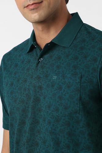 Image of Peter England Men's Cotton Abstract Floral Print Polo T-Shirt - Casual Wear | Stylish & Breathable