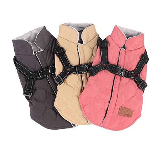 meioro Hundebekleidung Warmer Hundemantel mit reflektierendem Geschirr Winddichte Hundejacke Winterhunde Baumwolltuch Verdickte ärmellose Weste Baumwollhundepullover Haustierjacken (grau, S)