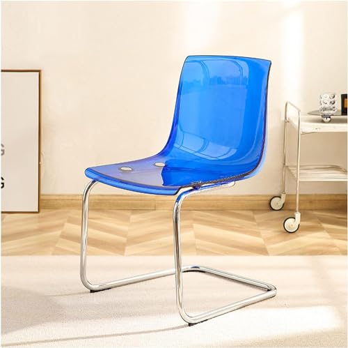 Silla de comedor acrílica con respaldo, diseño C transparente multicolor (azul) para comedor, cocina y decoración del hogar
