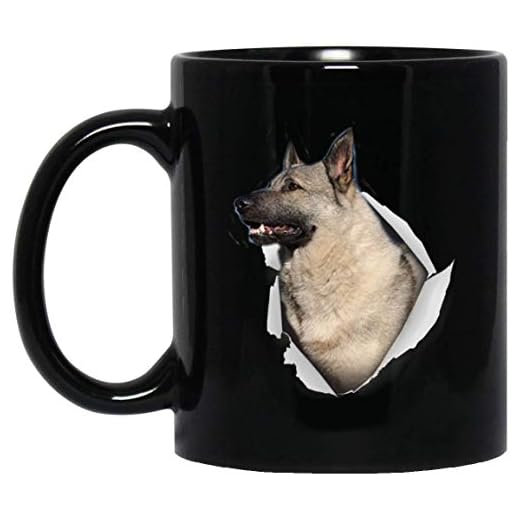 Rolig norsk älghund grå mugg för män kvinnor hundälskare kaffemugg svart