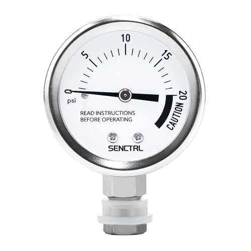 SENCTRL 20 Psi Pressure Cooker Canner Gauge Replacement Part, 1/8" NPT Male