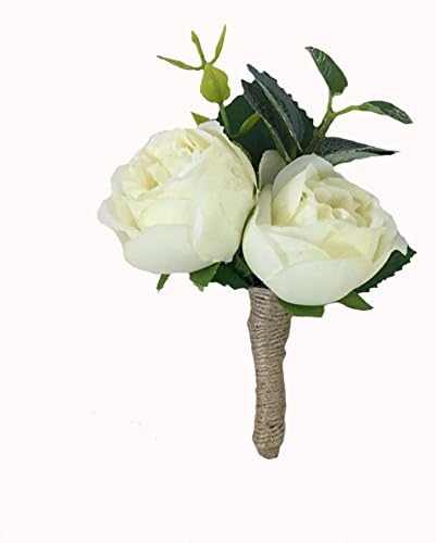 WeddingBobDIY Artificial Rose Flower Ivory Groom Boutonniere Man Suit Decoration