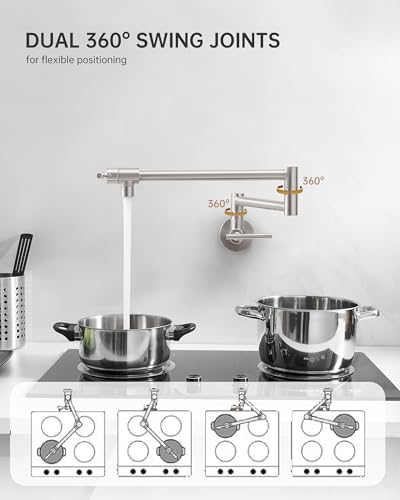 Llenador de ollas de níquel cepillado Fransiton plegable para cocina 4