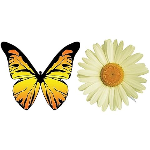 PRE-CUT LARGE YELLOW DAISY FLOWER & BUTTERFLIES EDIBLE RICE / WAFER PAPER CUP CAKE TOPPERS BIRTHDAY PARTY WEDDING DECORATION FB10 Cover