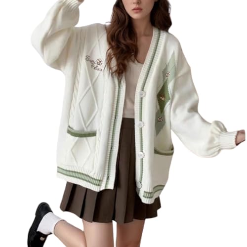 Image of Chevara Women's Cute Sweet Cardigan Sweater Kawaii School Uniform Button Long Sleeve V-Neck Knitted Outerwear