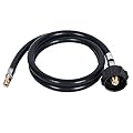 GasSaf 4 FT RV Propane Hose, Propane Pigtail Connector Hose QCC1 Connector- Acme x 1/4" Inverted Male Flare