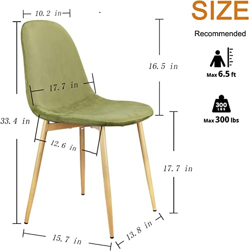 Echoamo Kitchen Chairs Set Of 4, Velvet Dining Room Chairs Modern Kitchen Chairs With Backrest Wooden Style Metal Legs For Dining Room Living Room Restaurant Cafe Kitchen Green2 #TOP2