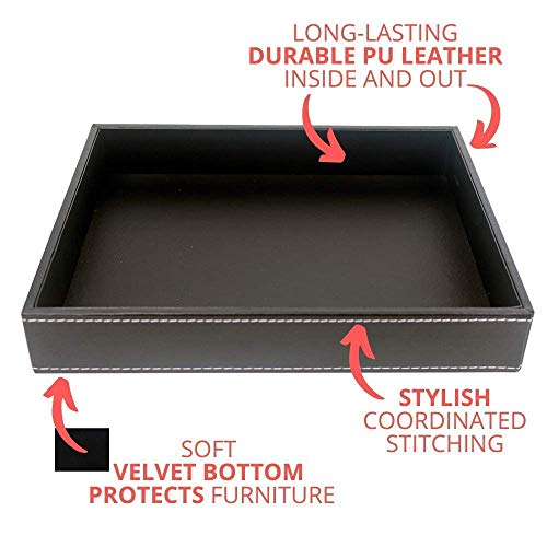 Matching Black Pu Leather Valet Trays – A Nightstand Organizer With 6 Compartments And A Desk Tray Measuring 10.3 X 8.3 X 1.6 In #TOP4