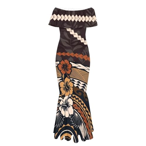 Image of Polynesian Dresses for Women Off Shoulder Maxi Dress Puletasi Samoan Dresses S-7XL