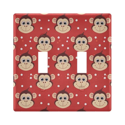 UMIRIKO Cute Cartoon Monkey Faces Light Switch Cover Plate Covers Decorative Double Toggle Home Decor 202b5775
