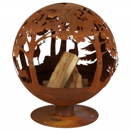 Esschert Design Elchmotiv Feuerball 58 x 58 x 66 cm, aus Metall, gelasert, in Rost-Optik, mit Standfuß - 3
