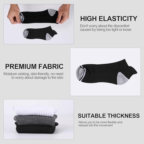 12 Pack Mens Ankle Socks Athletic Running Cushioned Breathable Low Cut Sports Workout Socks,Shoe Size:6-124